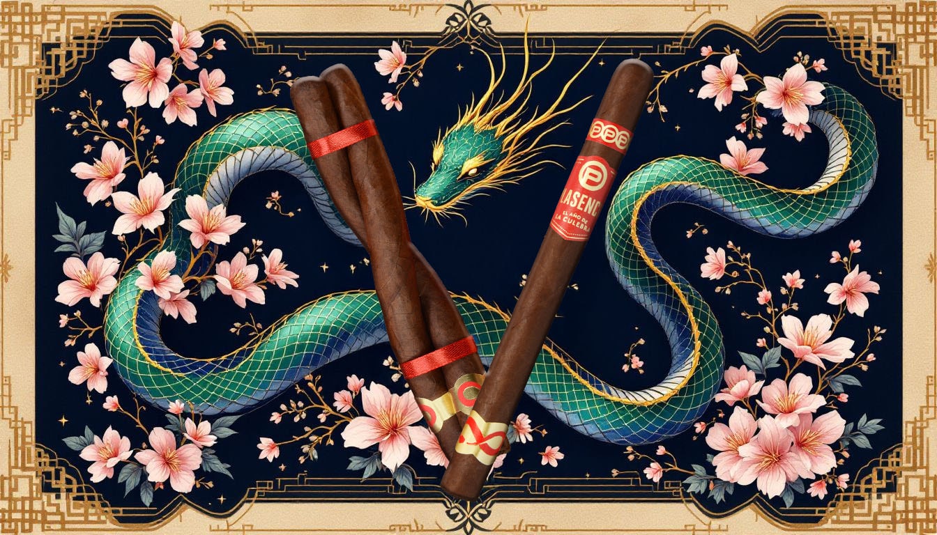 The art of the culebra with two intertwined cigars.