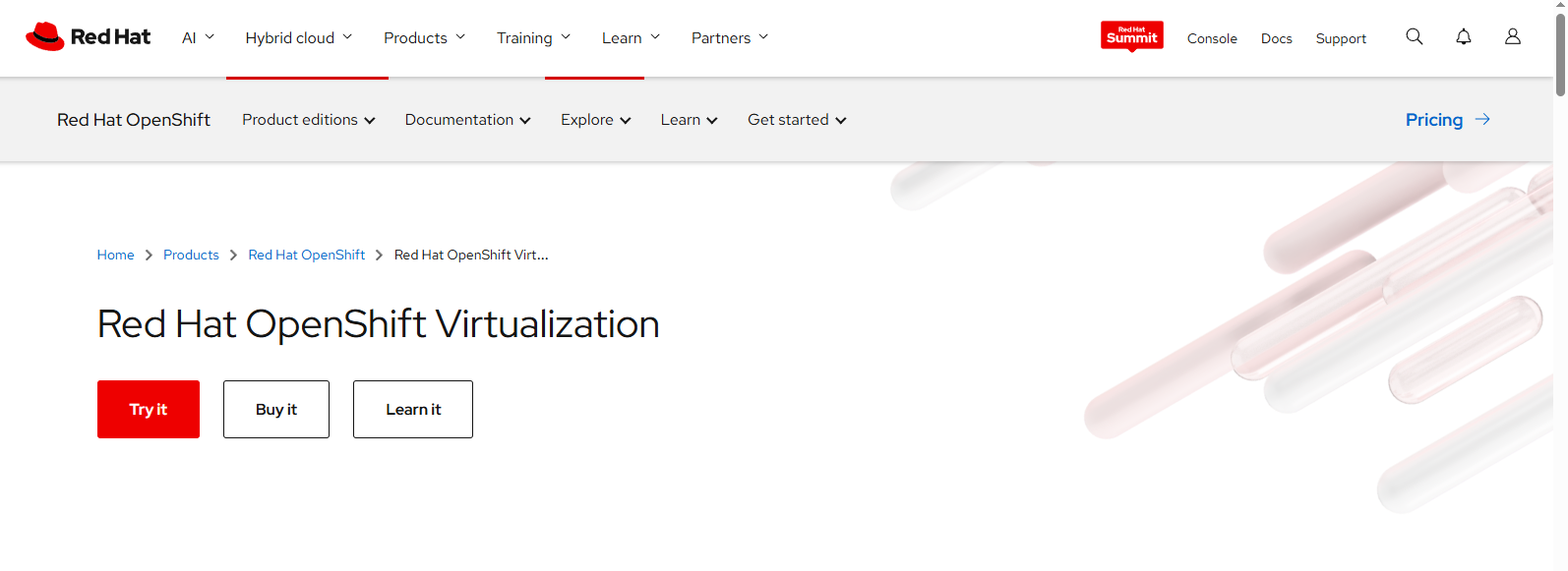Red Hat OpenShift Virtualization platform providing enterprise virtualization, container management, and cloud-native infrastructure as a VMware alternative.