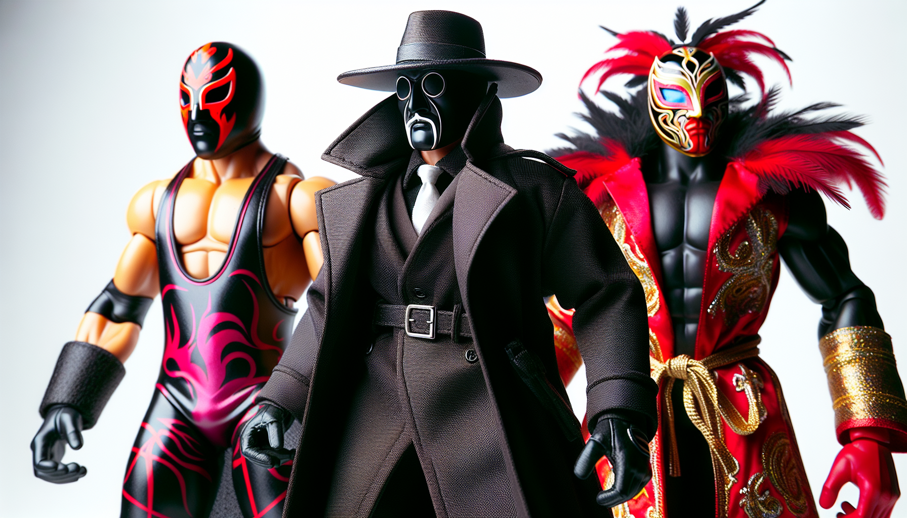 Illustration of classic WWE action figures