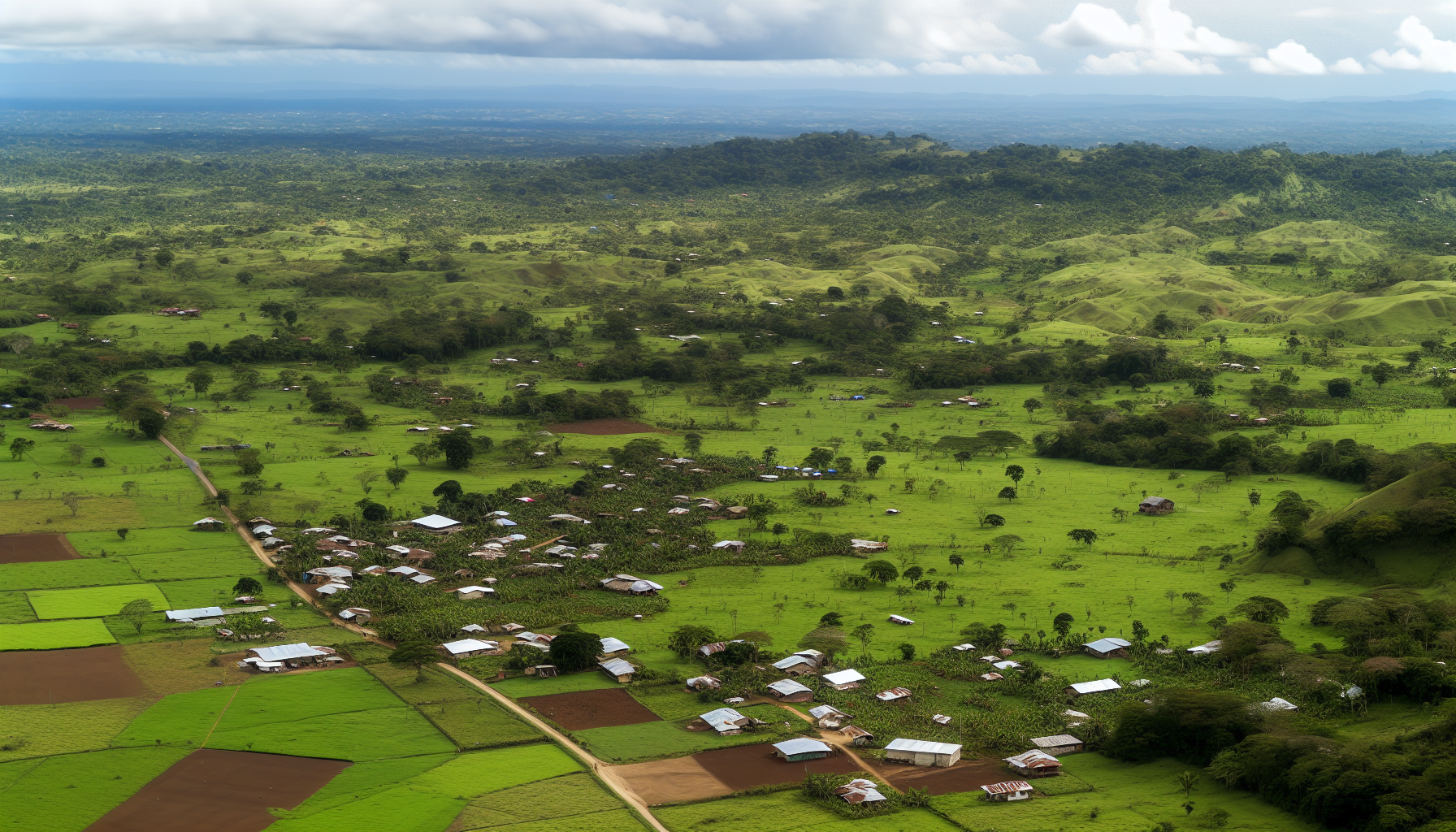Aerial view of rural areas in Costa Rica