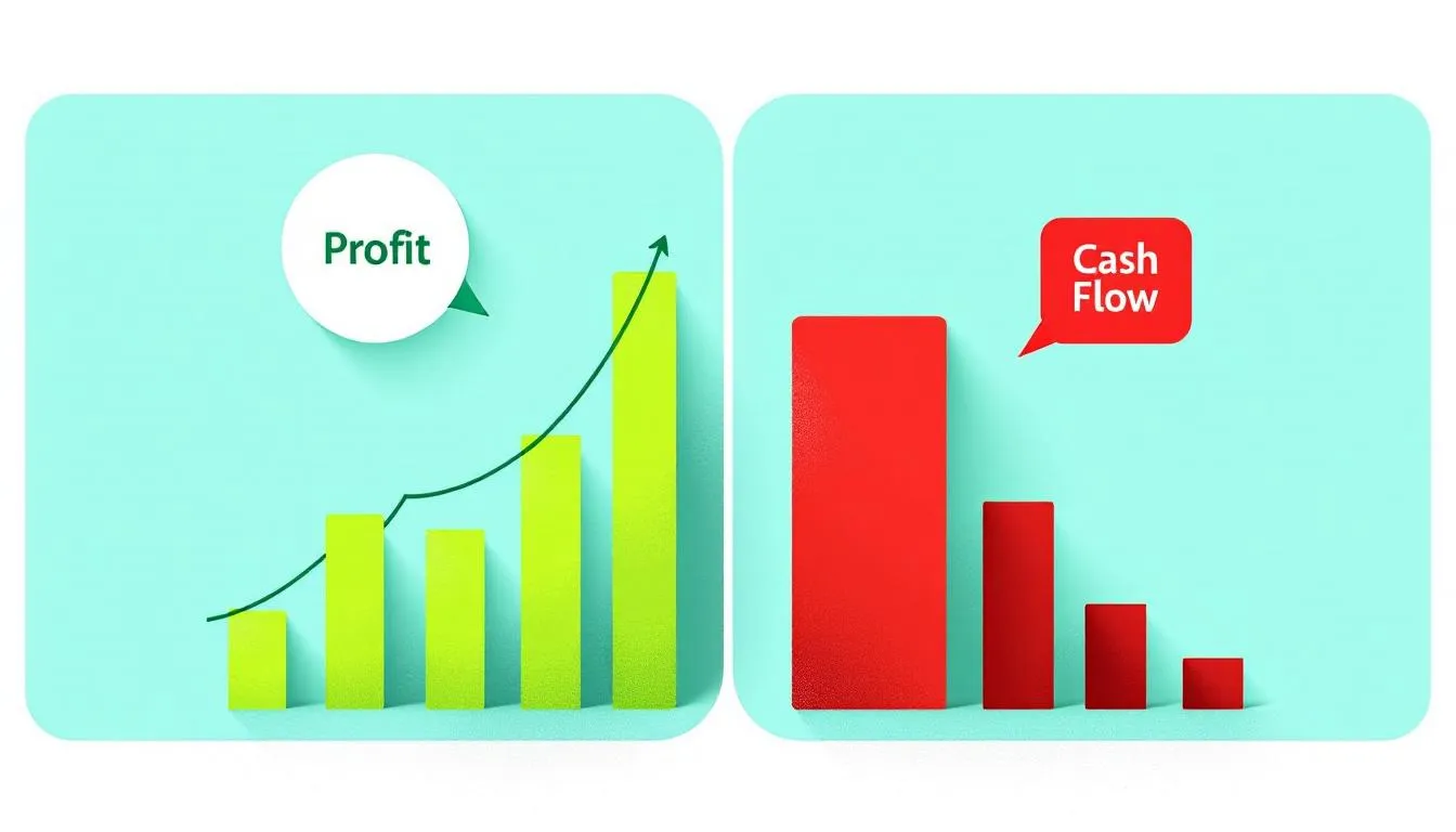 A visual comparison between cash flow and profit, emphasizing their key differences.