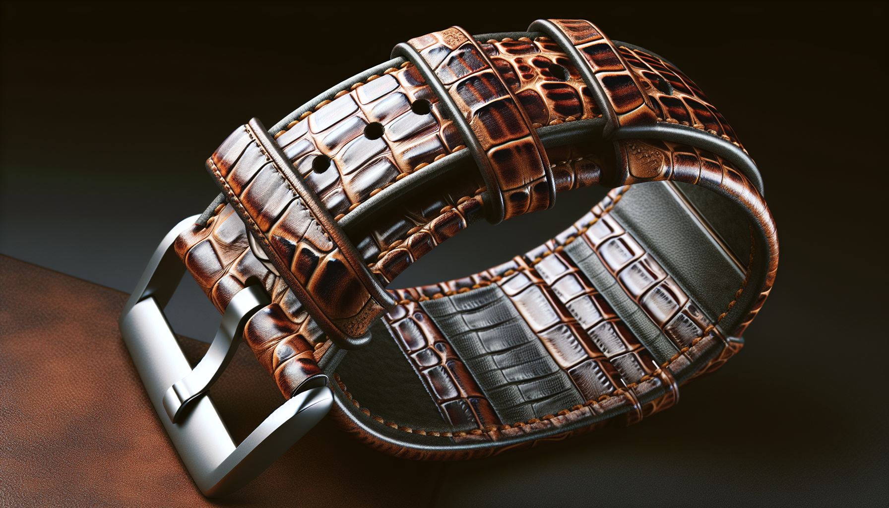 Luxurious alligator embossed performance watch band