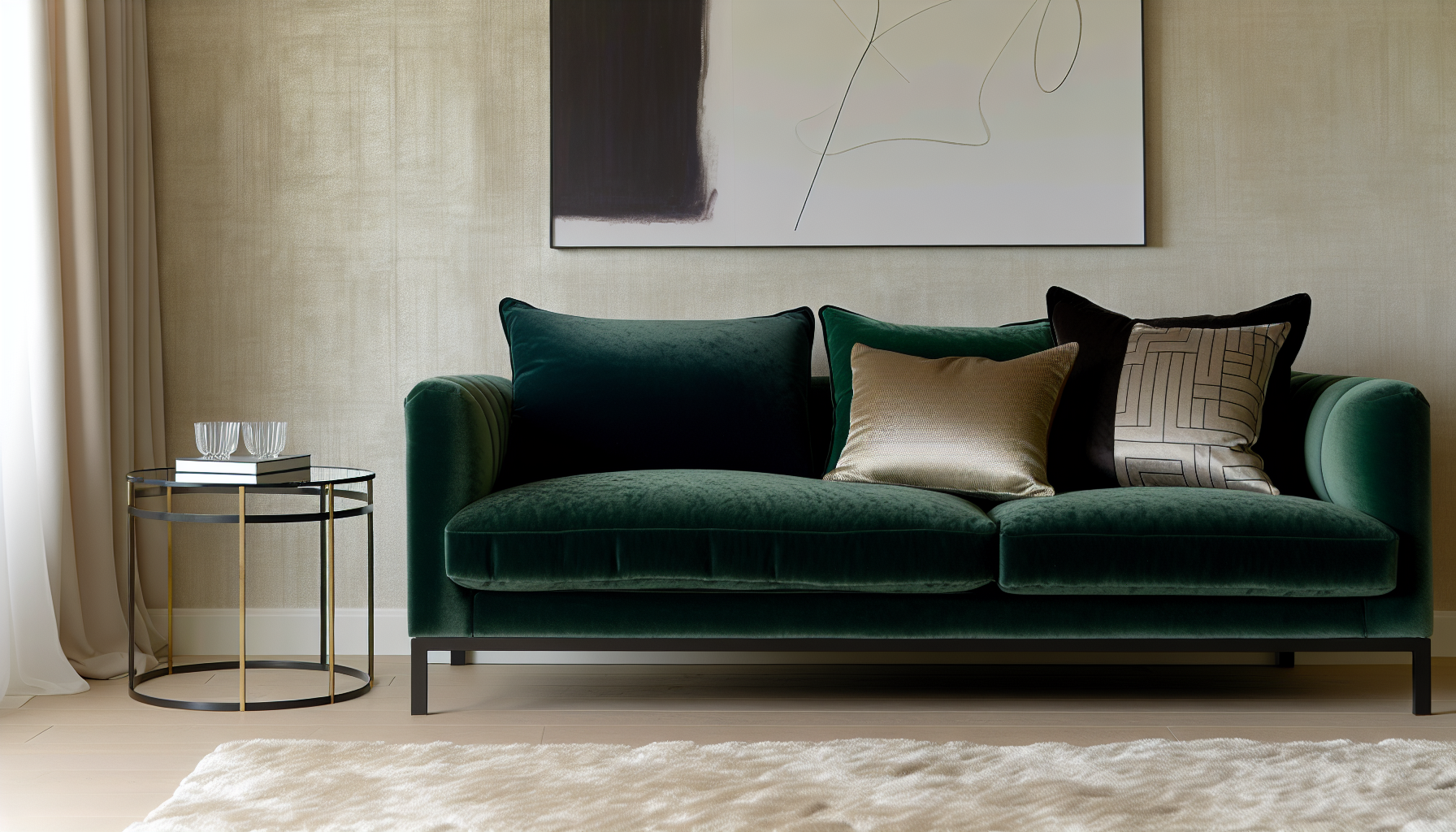 Luxurious velvet upholstery in a living room