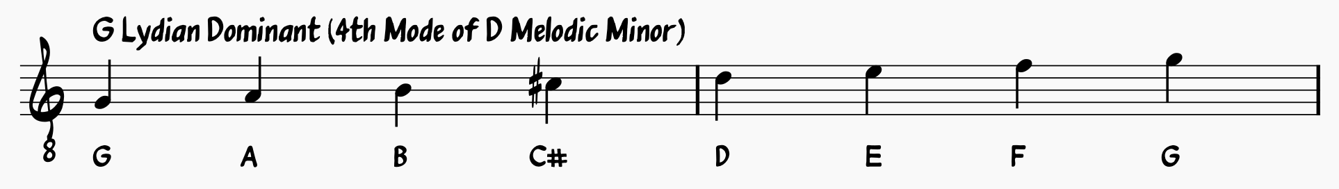 G Lydian Dominant (4th mode of D melodic minor)