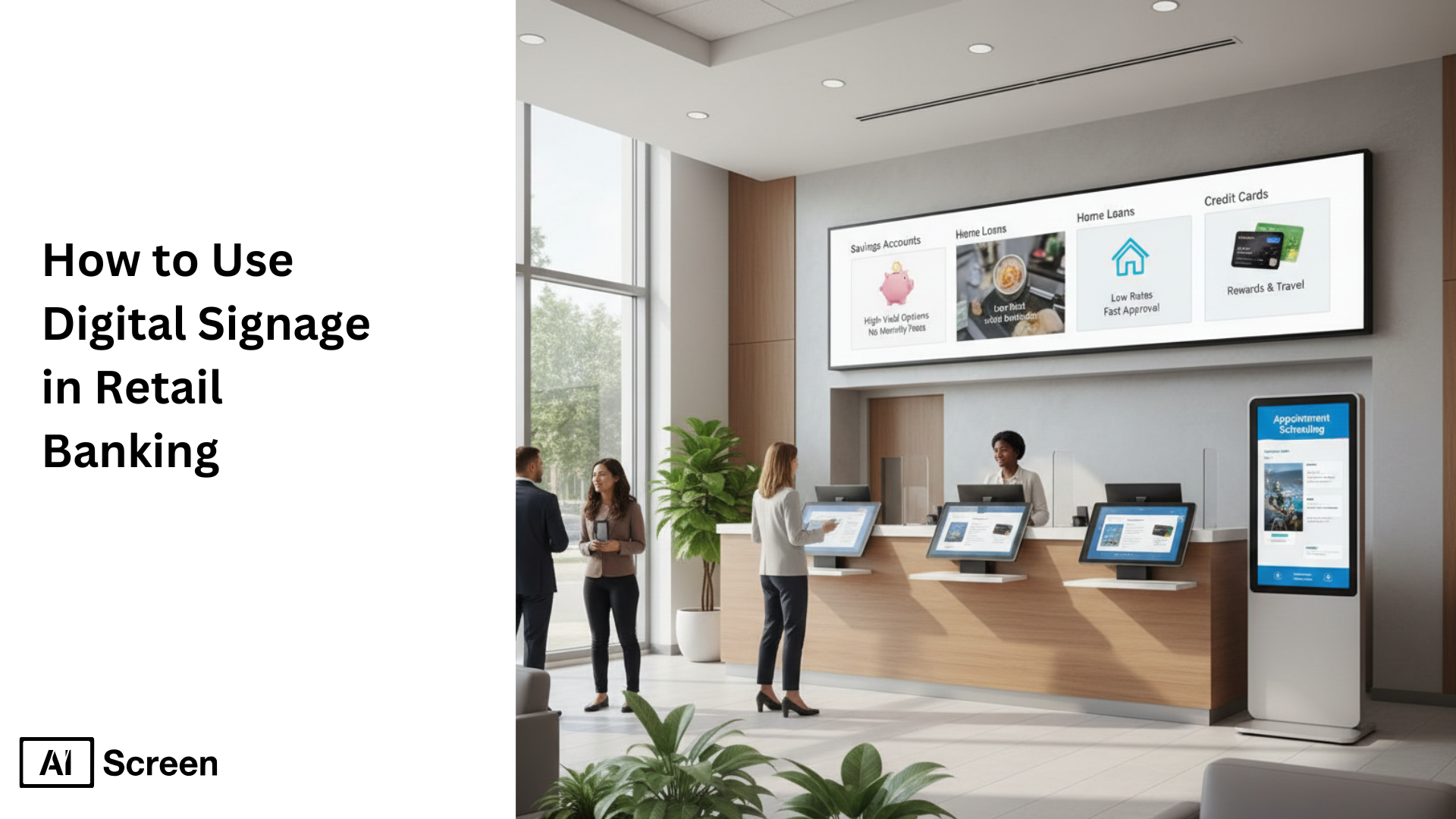 How to Use Digital Signage in Retail Banking 1 digital signage benefits retail banking for customer engagement