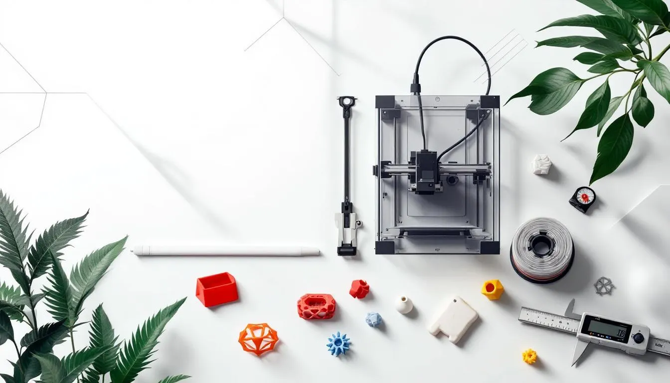 Essential equipment and materials for 3D printing, focusing on printers and materials used.