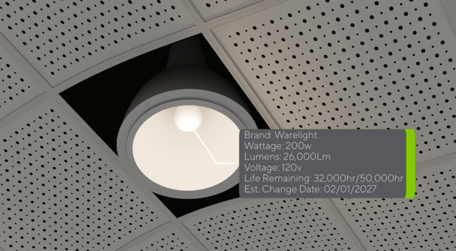 A 3D model example of a lighting fixture within an ODT.