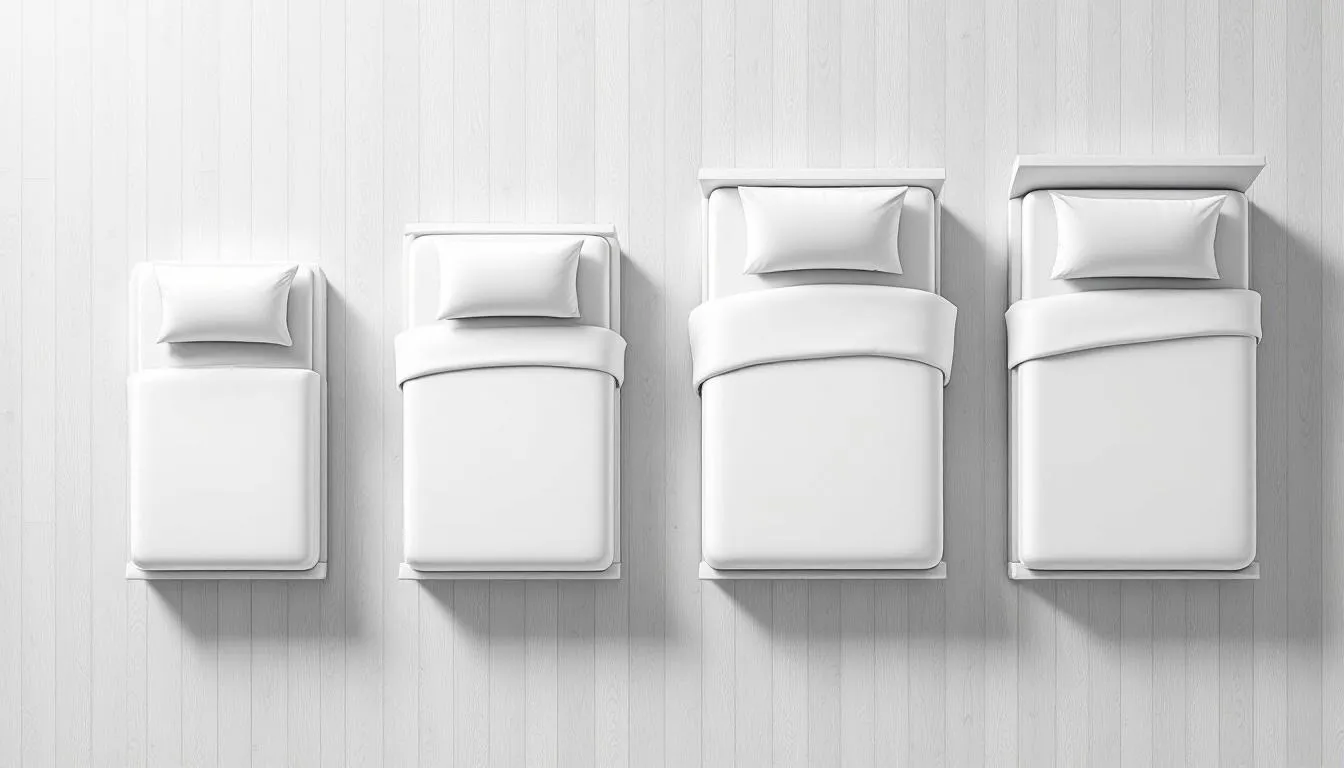 Comparison of different bed sizes including king single.