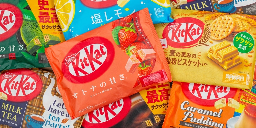 Assorted flavors of Japanese kitkat packs