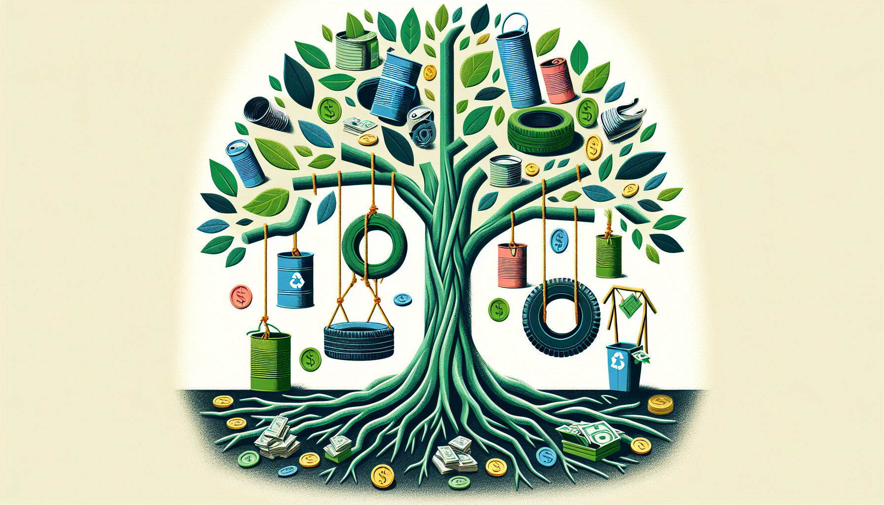 Abstract illustration representing the economic benefits of upcycling