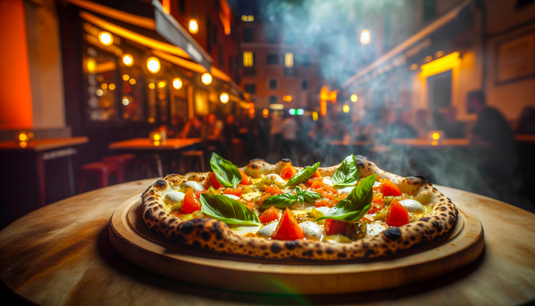 Gourmet wood-fired pizza with fresh toppings