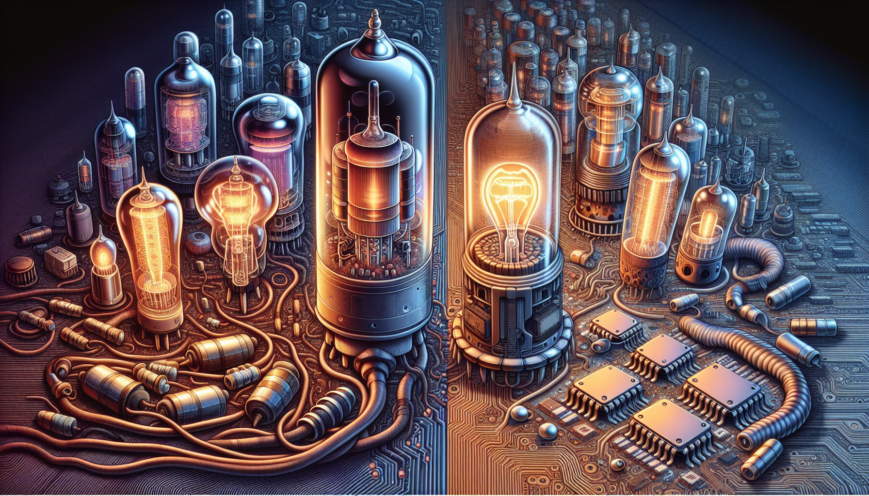 Illustration of the evolution of transistors