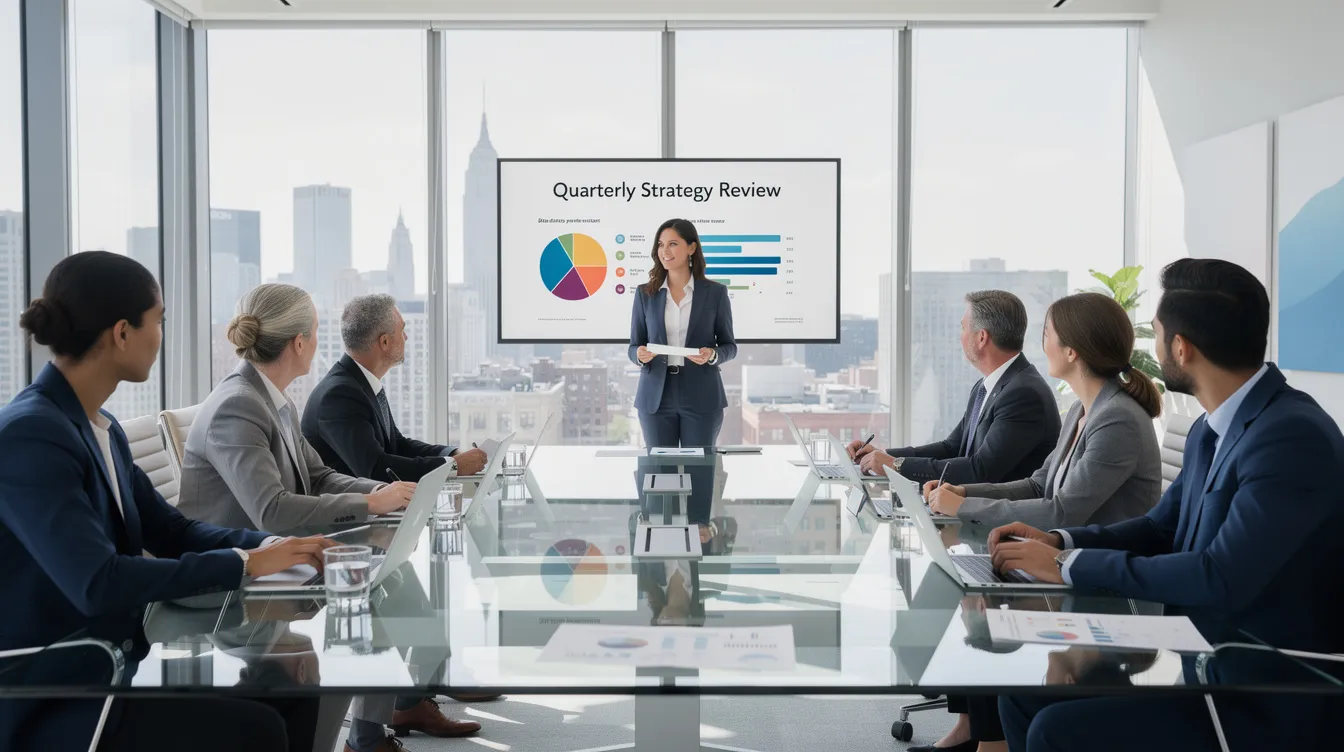The image depicts a professional meeting in an office environment, where a group of individuals are engaged in a discussion around a table, with documents and laptops in front of them. This setting emphasizes collaboration and planning, possibly related to financial topics such as "免 入 息" or loan applications.