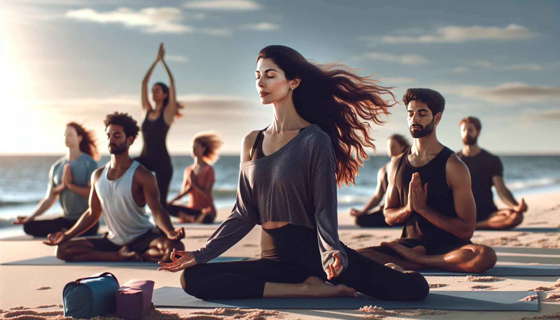 Yoga instructor teaching a class