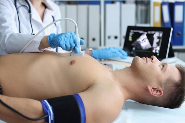 sound waves | blood clots | irregular heart rhythms | patient's chest | detect abnormal heart rhythms | heart's electrical signals | high frequency sound waves | atrial fibrillation | patient's heart health | heart valve disorders | healthcare providers | cardiac health | doppler ultrasound | echocardiogram tests detecting blood clots |