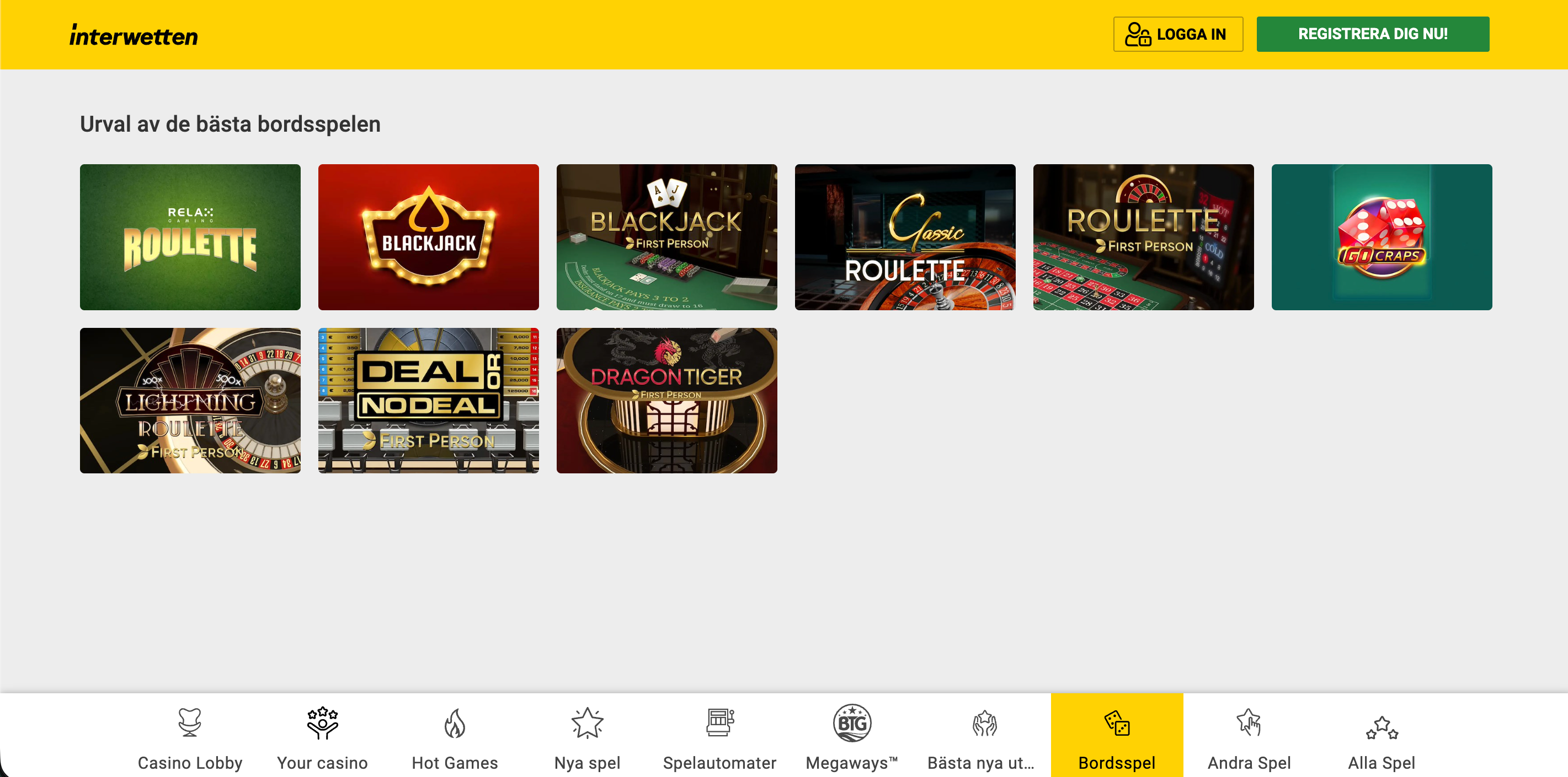 Interwetten bordsspel