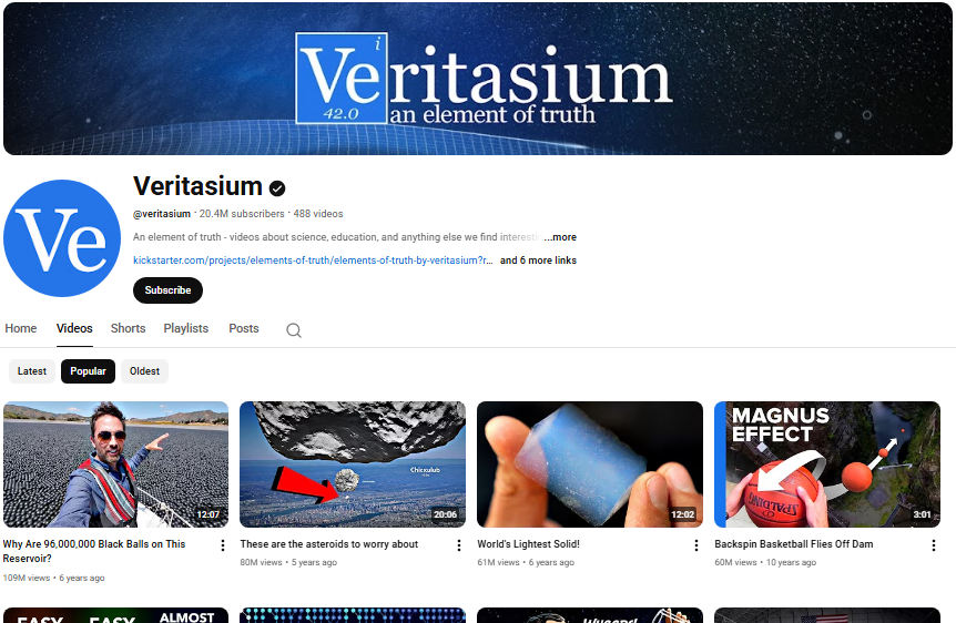 Veritasium homepage.