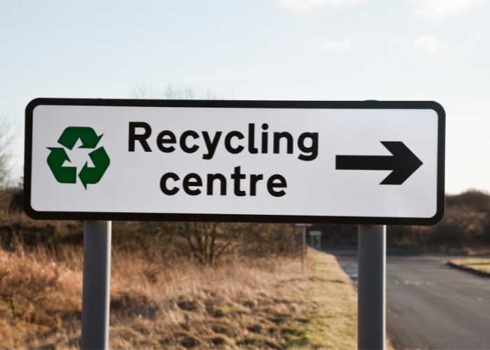 A recycling centre for disposing of lawn mowers
