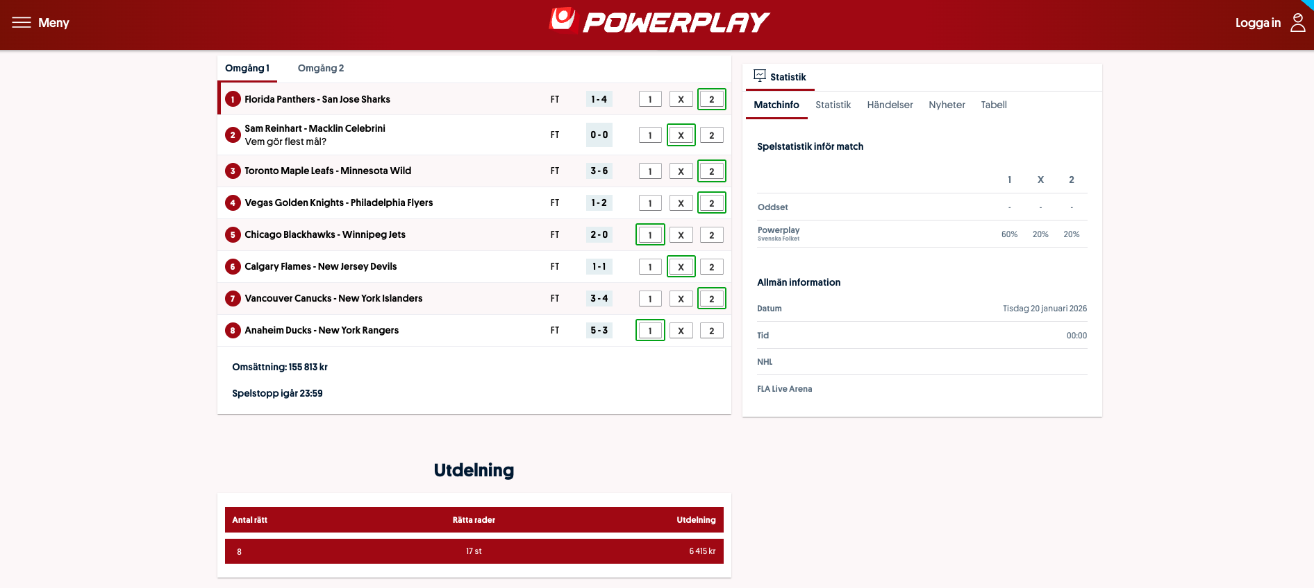 powerplay utdelning