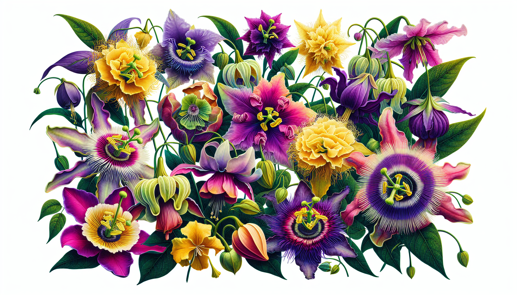 A colorful display of different HHC flower varieties.