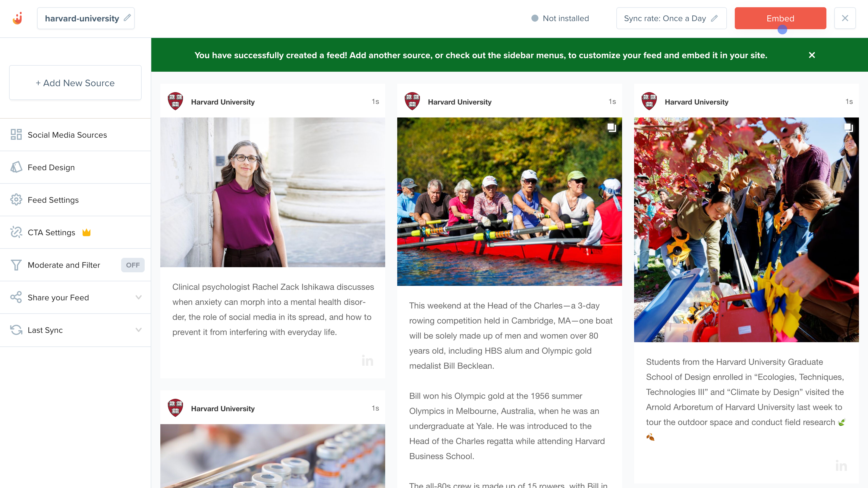 Step 4 of embedding a LinkedIn feed on website using Juicer.io
