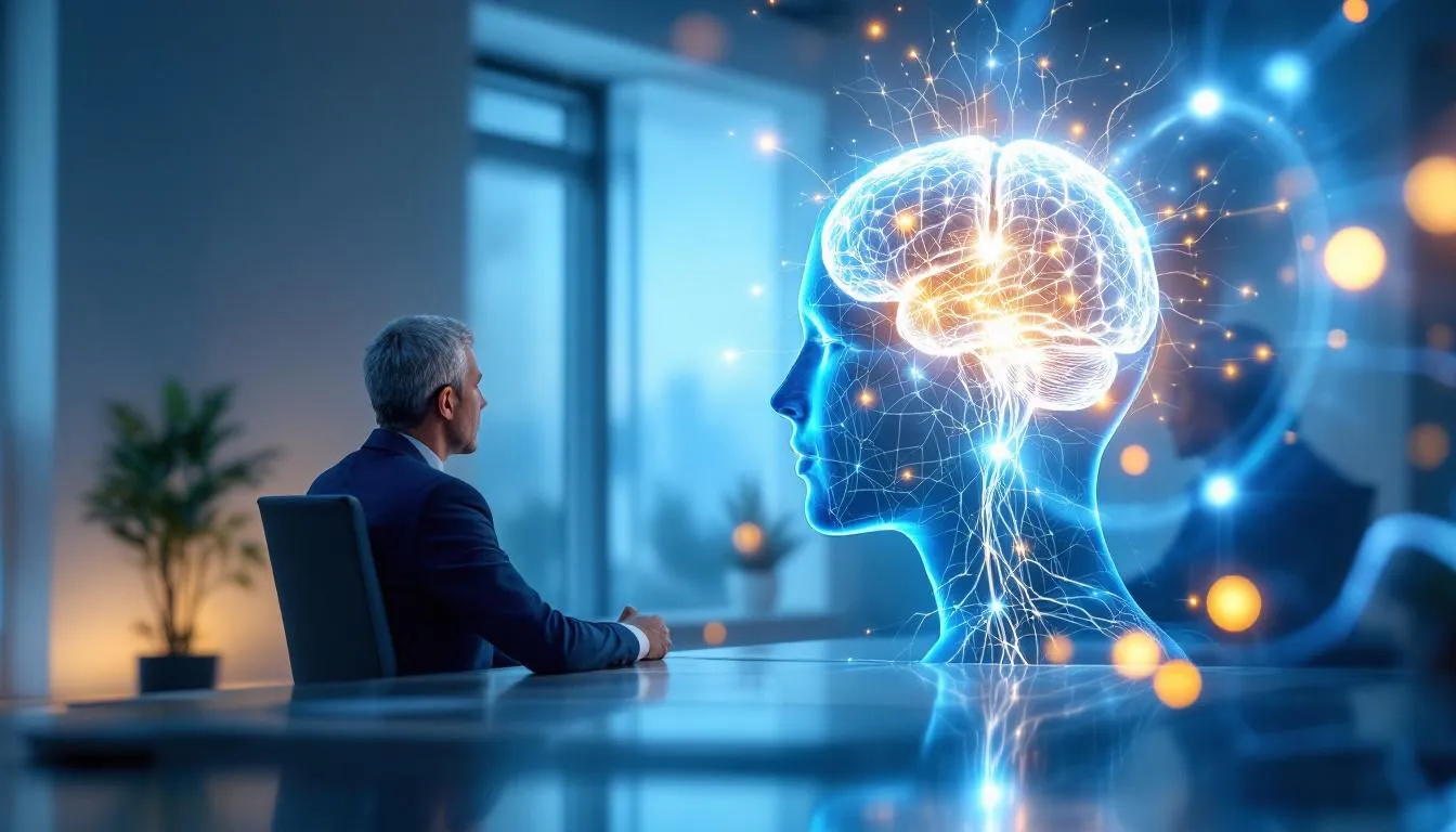 The image depicts a group of leaders engaged in a coaching conversation, emphasizing the importance of self-awareness in leadership coaching. They are actively listening and sharing insights, creating a supportive environment that fosters personal growth and effective coaching skills.