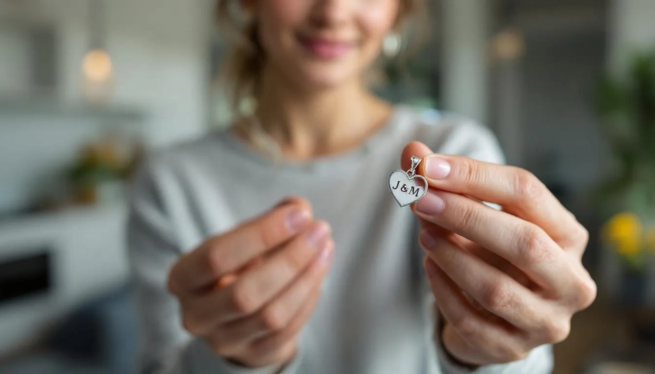 A collection of personalised jewellery pieces, including rose gold and silver pendants with birthstones and engravings, perfect for special gifts.