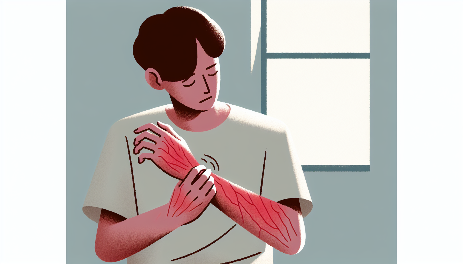 Illustration of a person scratching their arms due to itchy skin
