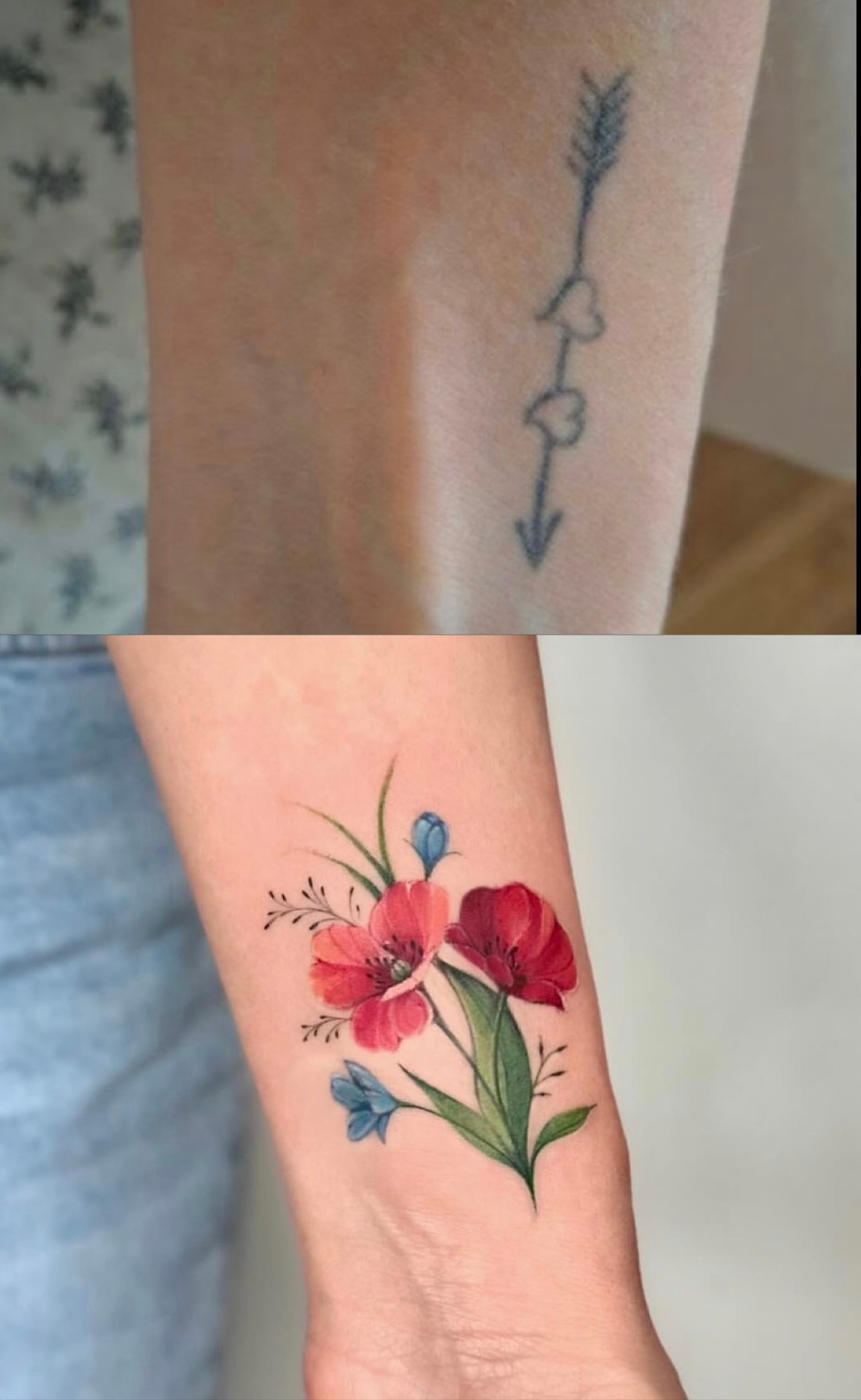 Tattoo cover mit Farbe