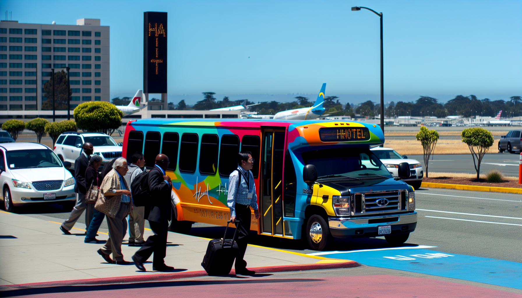 Hotel shuttle bus near San Jose International Airport