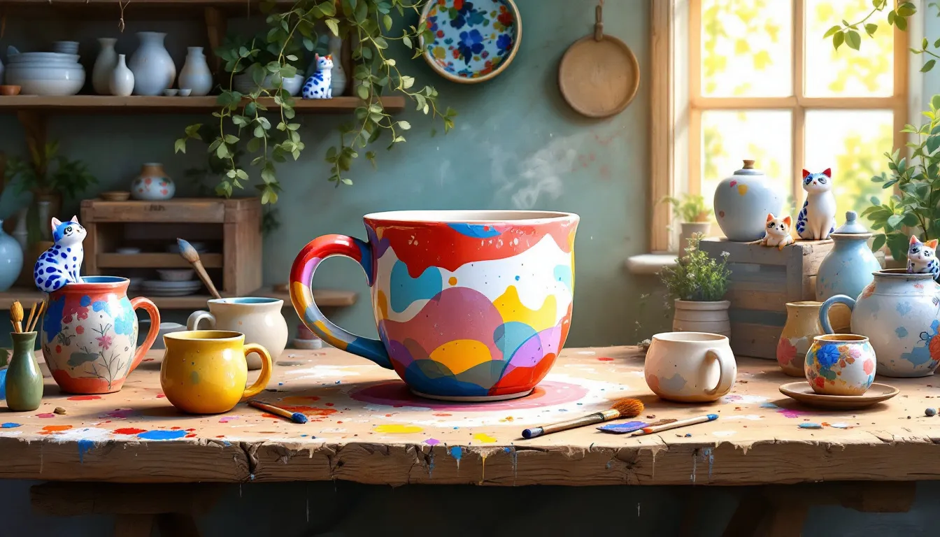 Opinie klientów na temat personalizowanych kubków, z kubkiem w tle.