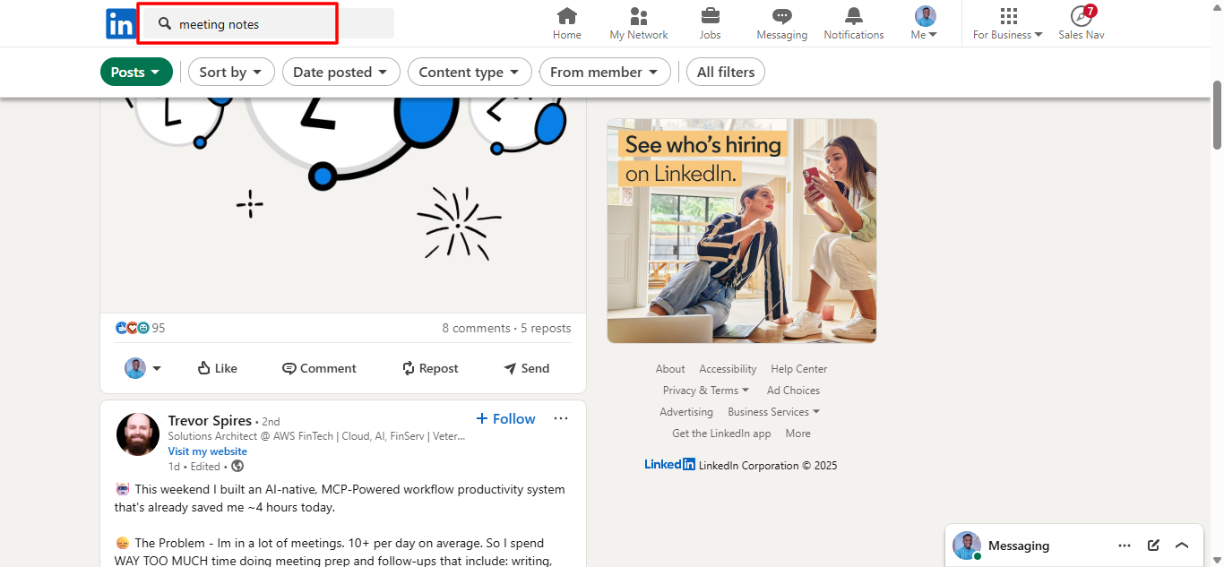 LinkedIn search filters for pain point keywords