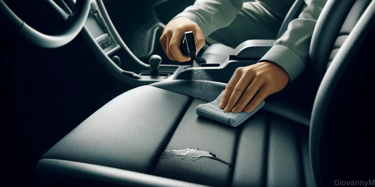 remove stains on your upholstery seat of your car. Upholstery brush, scrub brush , potassium bicarbonate.