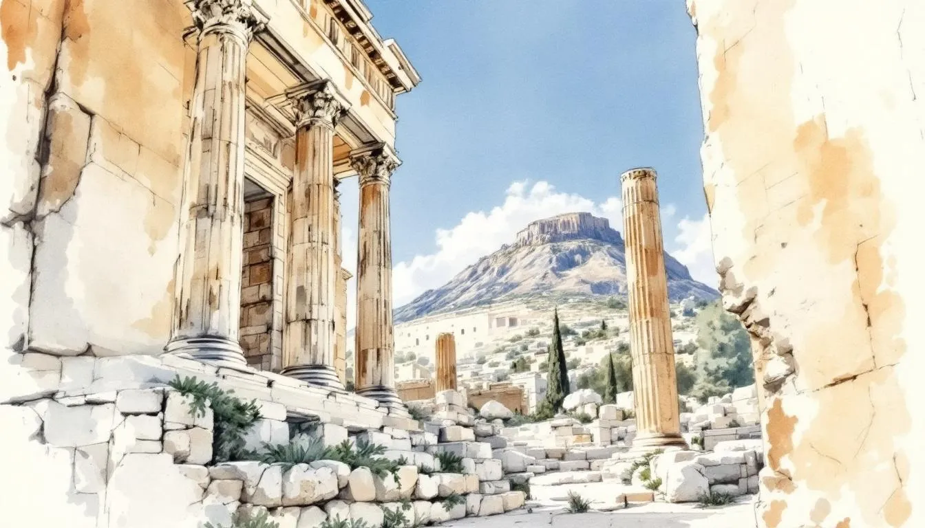 Praktyczne wskazówki dla turystów odwiedzających akropol w Rodos z widokiem na szczyt akropolu.