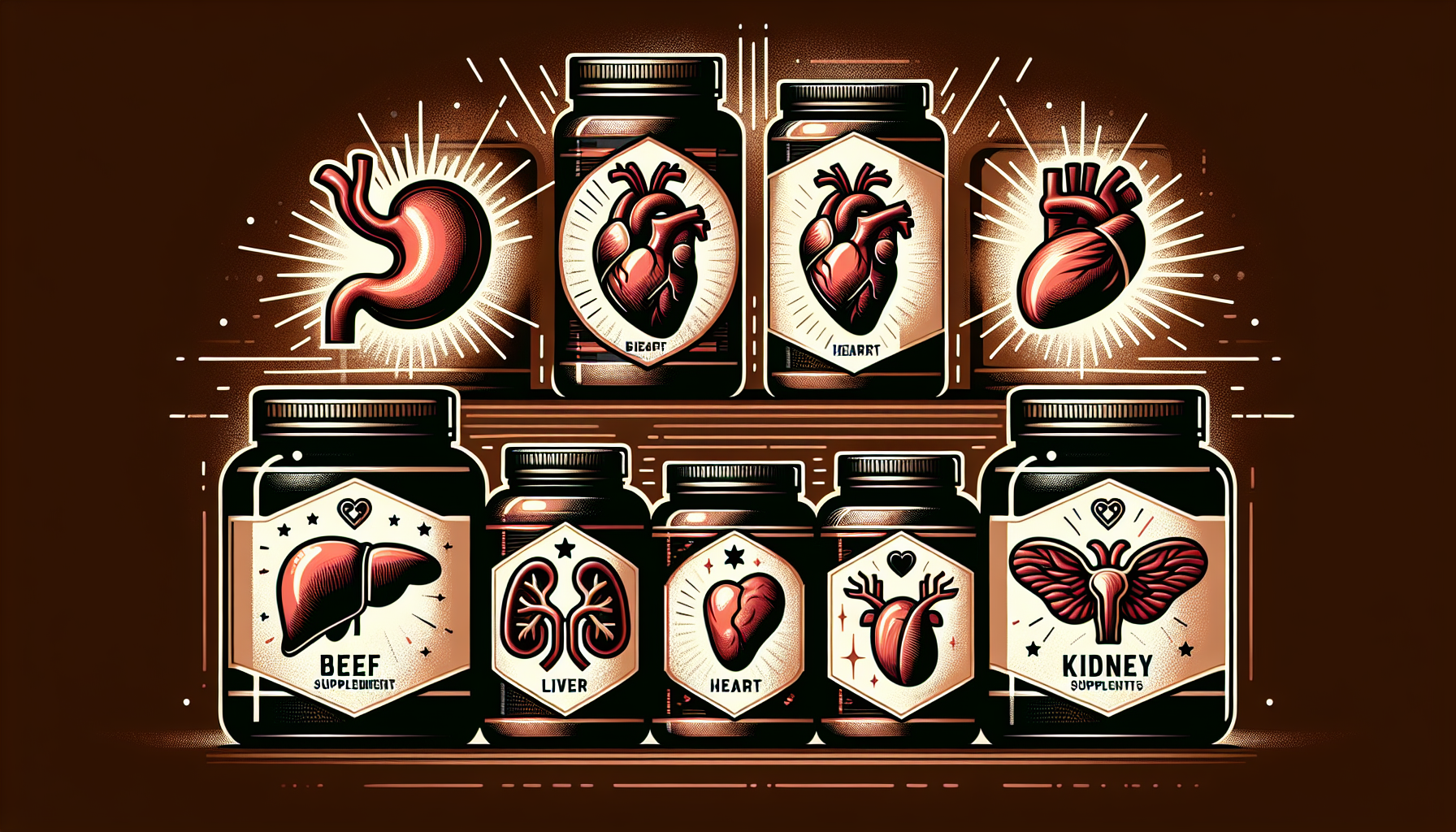 Illustration of premium beef organ supplements
