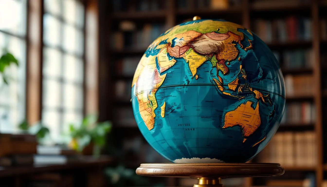 A detailed image of a globe, symbolizing global business and tax implications, including references to various tax forms like W-9 and 1099 that are essential for independent contractors and small business owners during tax season. The globe represents the interconnectedness of tax authorities and the importance of understanding taxpayer identification numbers for proper tax filing.