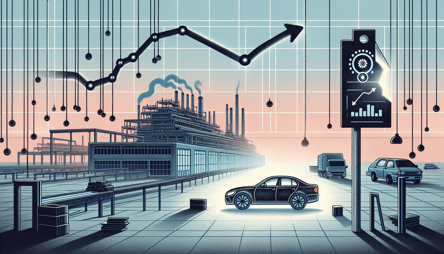 Illustration of global chip shortage impact on auto industry