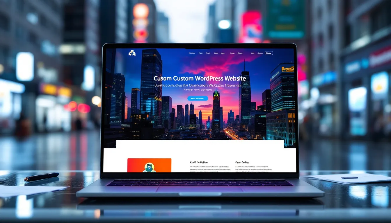 A visually appealing custom WordPress website displayed on a laptop.