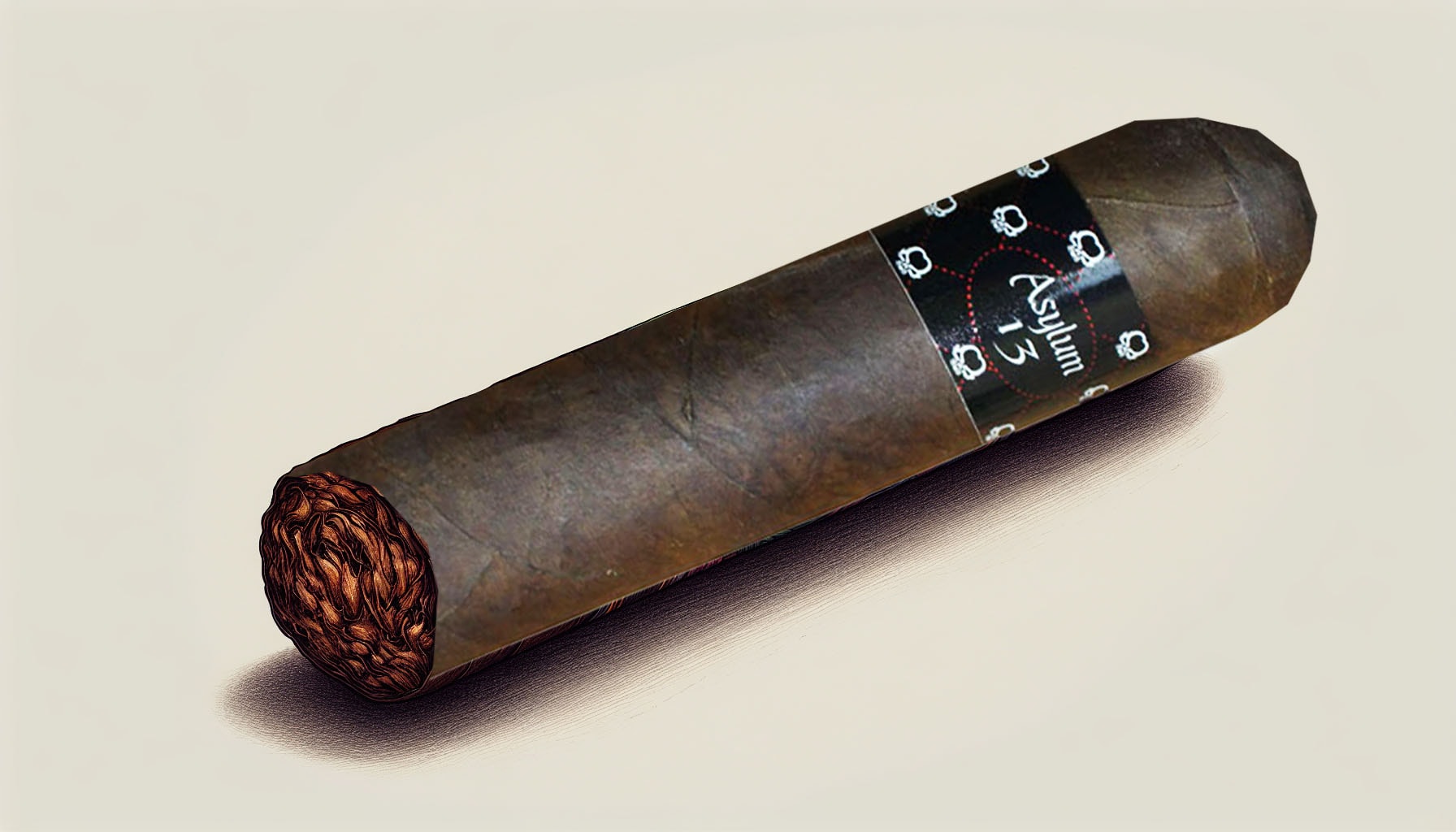 A close-up illustration of the Asylum 13 Nicaragua cigar.