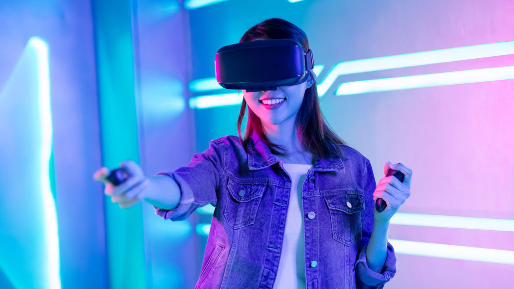 A girl gaming in virtual reality with a vr game and most vr games