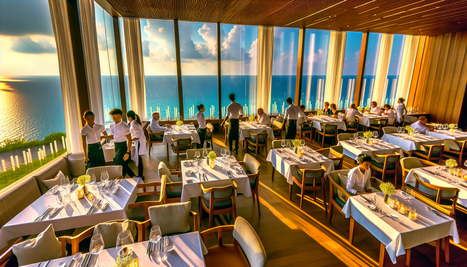 Full-service dining with ocean views