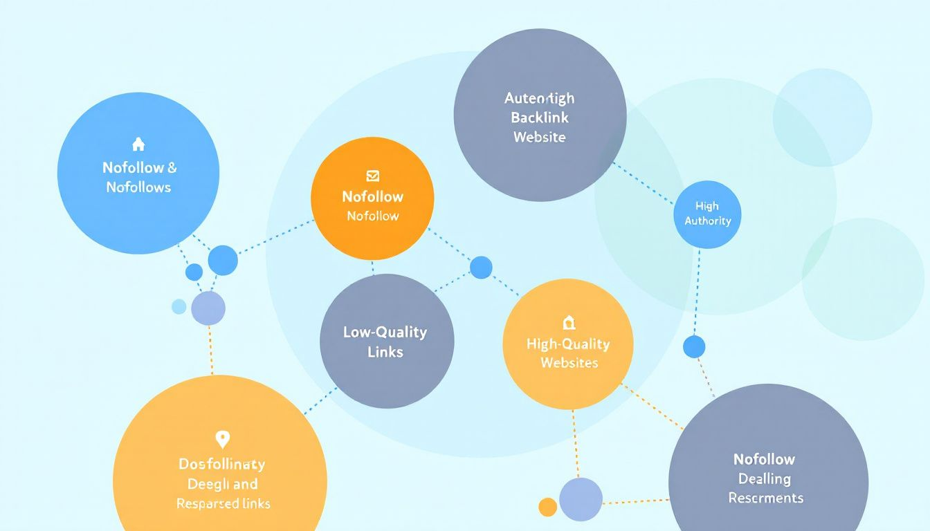 Una representación visual de una auditoría de backlinks que muestra enlaces conectados entre diferentes sitios web.