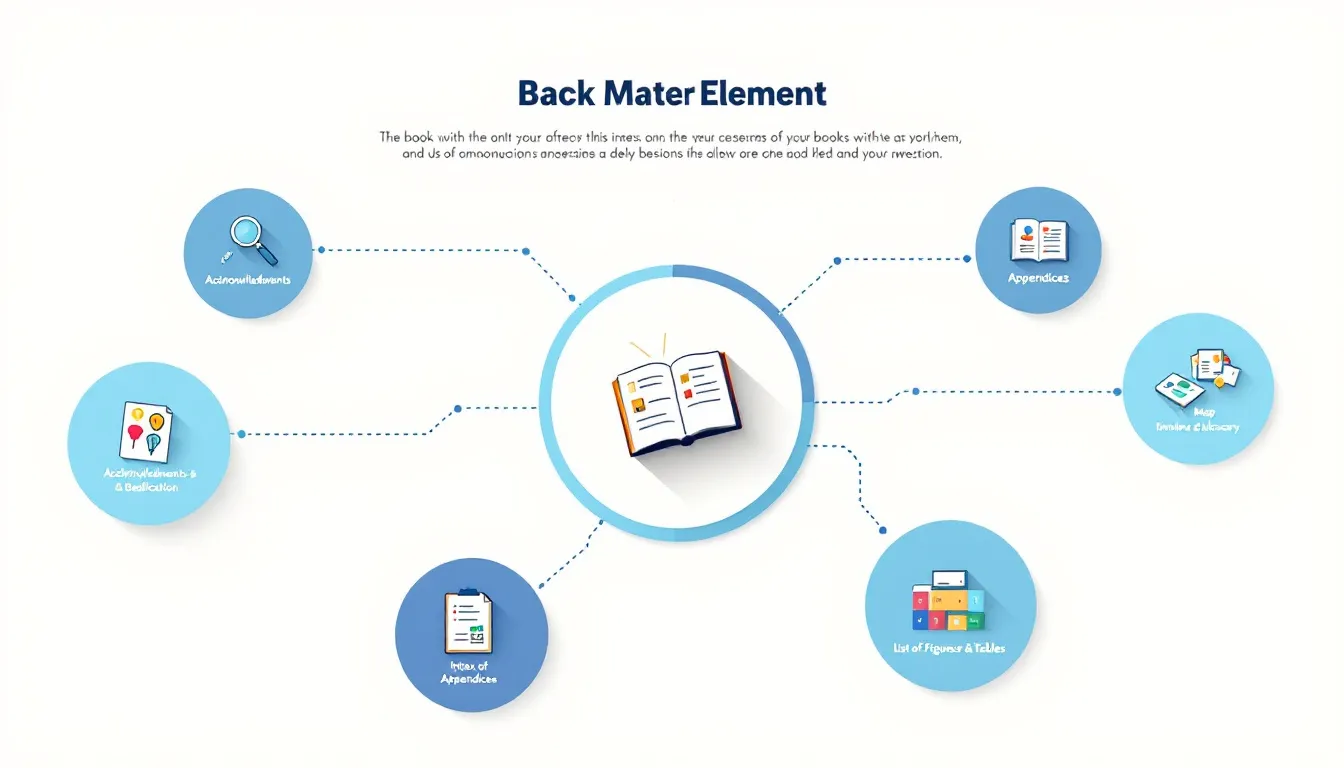 A visual representation of back matter elements in a nonfiction book.
