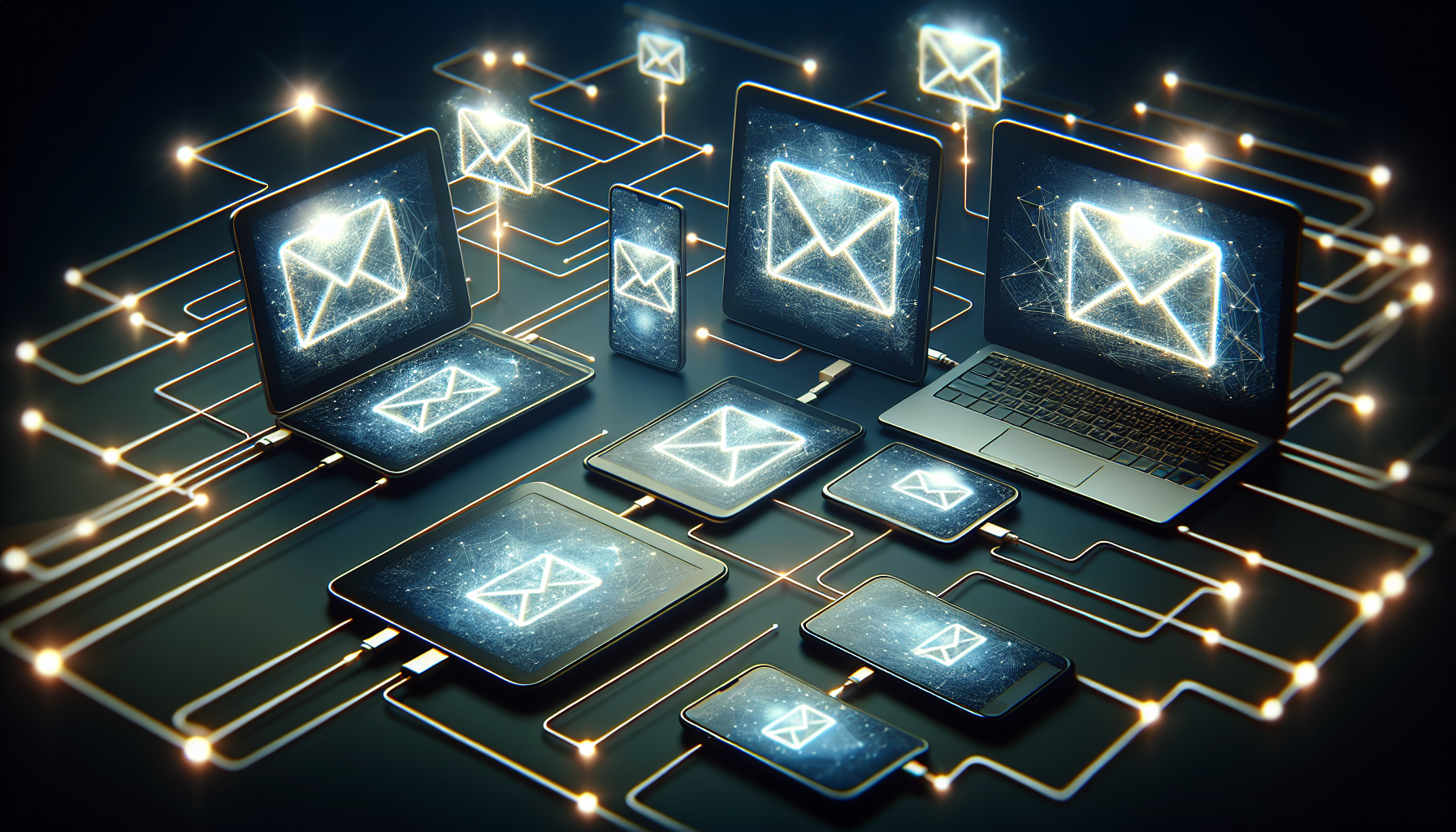 Illustration of multiple devices accessing email messages