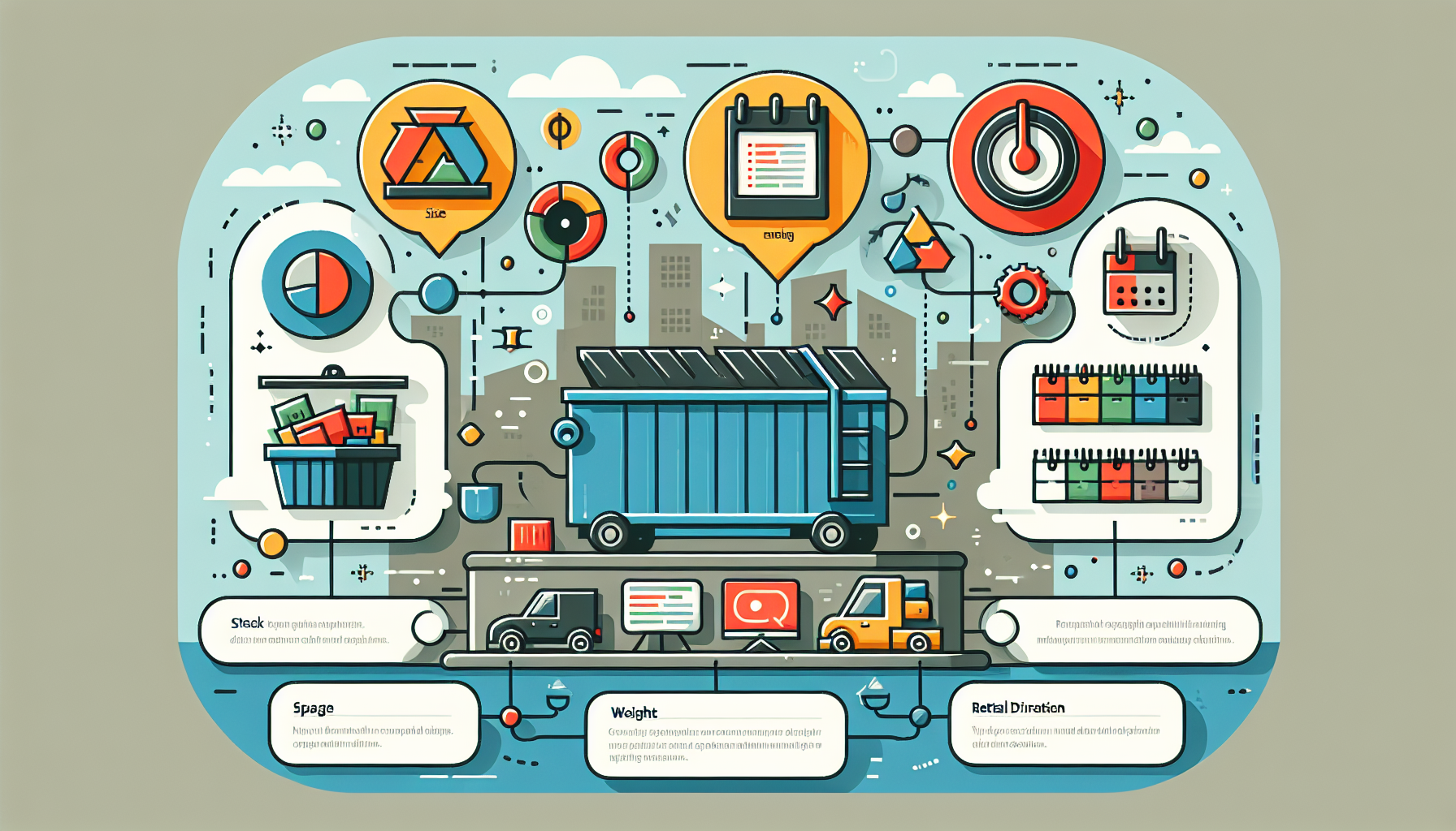 An illustration depicting the various factors affecting WM dumpster pricing.