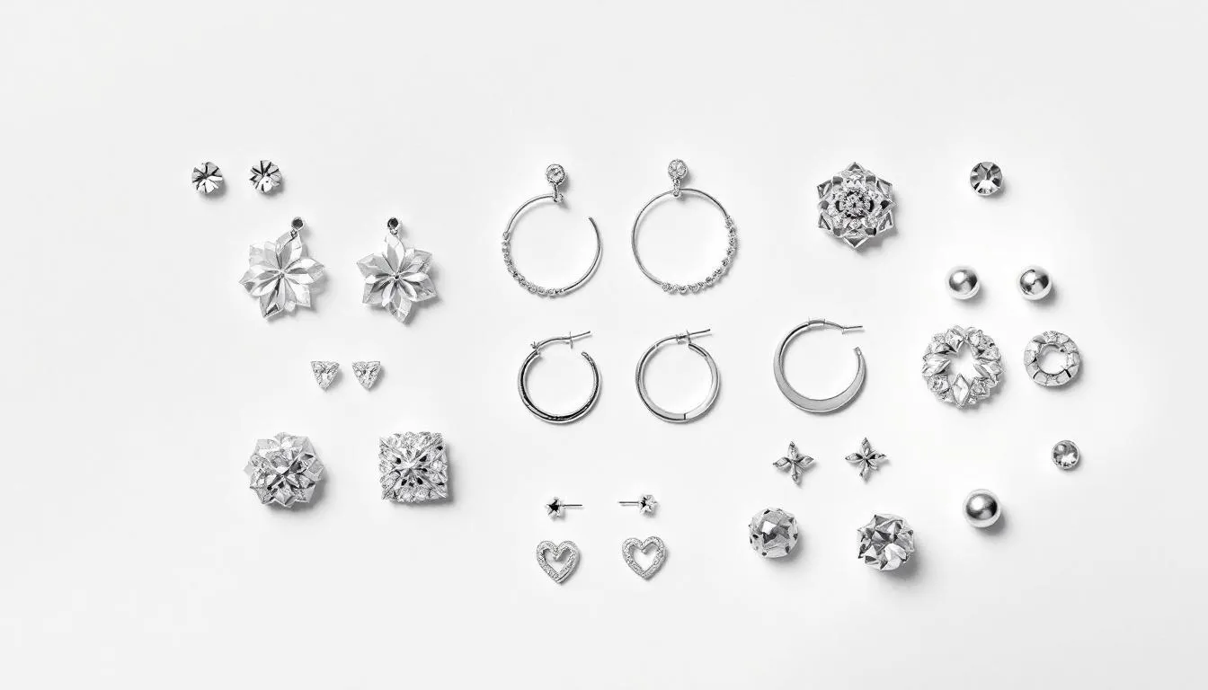 The image showcases a stunning collection of sterling silver earrings, featuring both classic and modern designs that cater to various styles. Each piece, beautifully crafted and unique, offers a perfect way to enhance any jewellery collection.