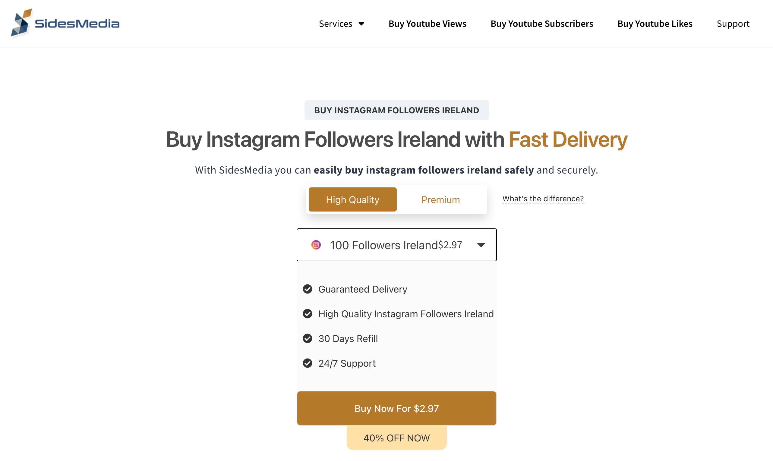 sidesmedia buy instagram followers ireland page