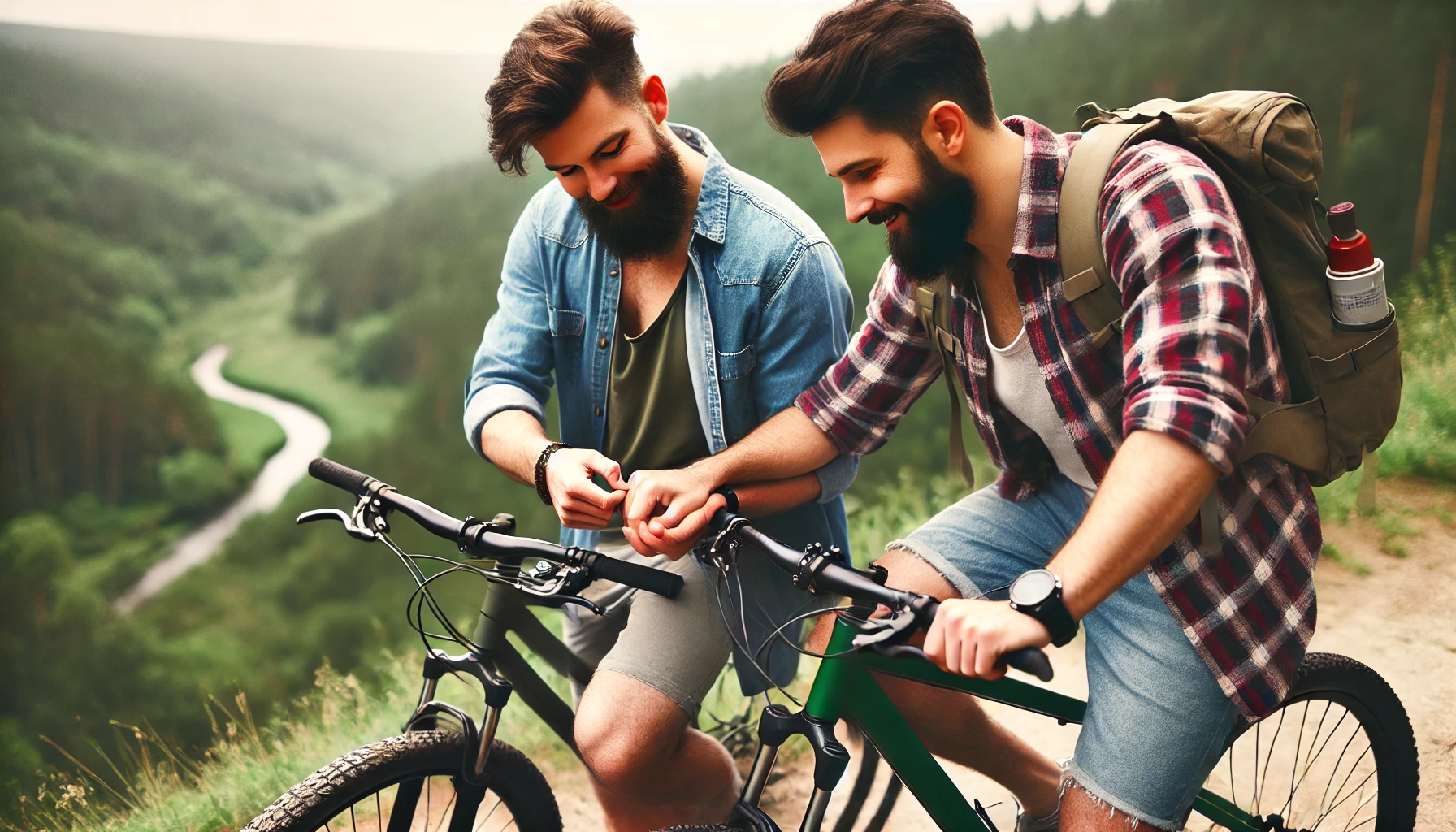 A couple enjoying a shared hobby outdoors