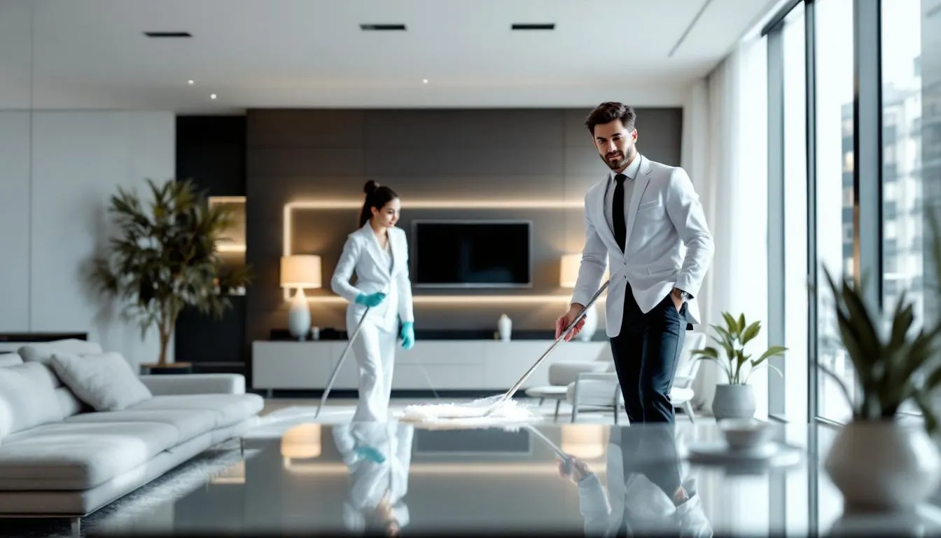 Professional cleaners showcasing their expertise and training.