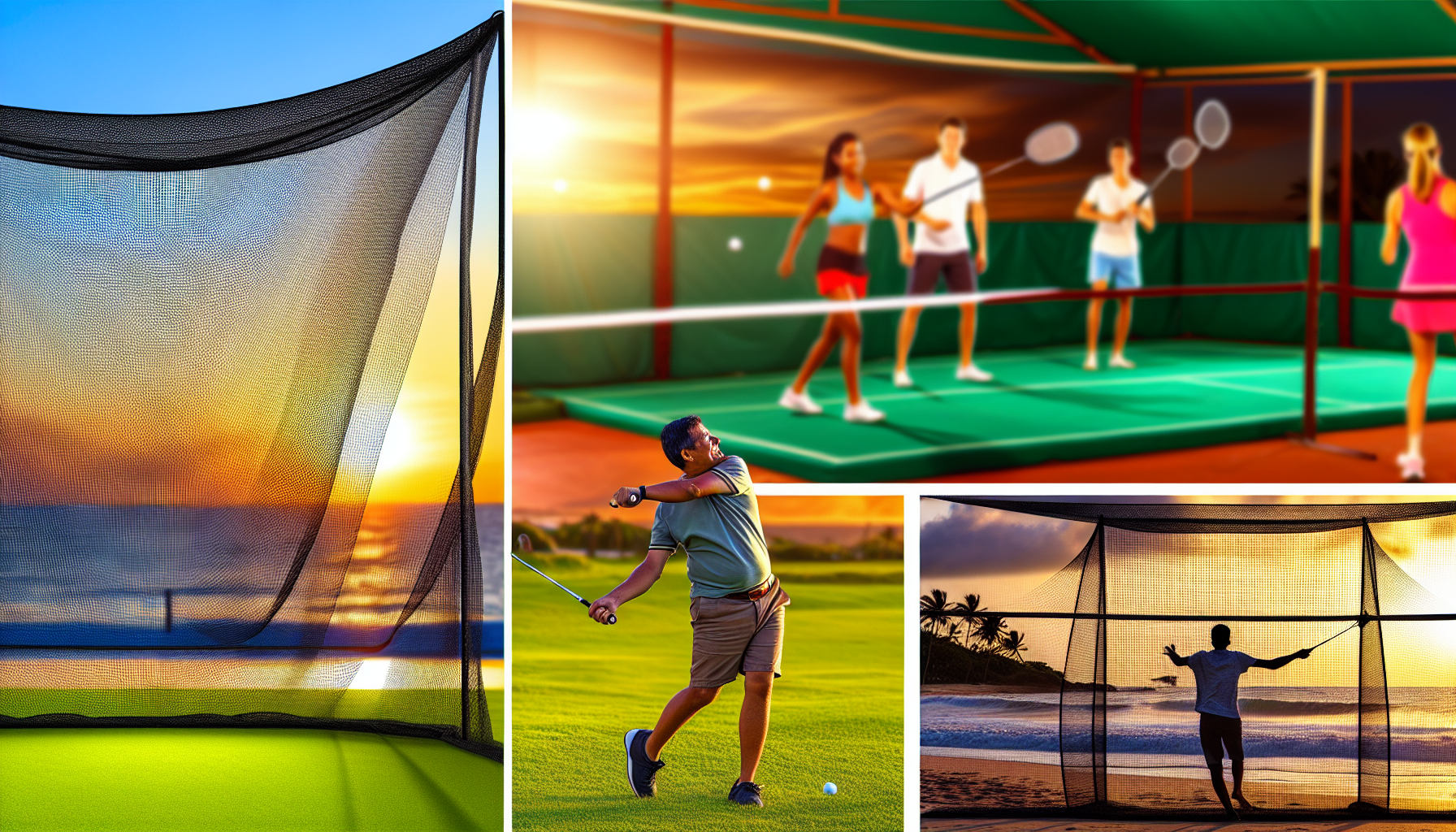 Multi-use golf net suitable for indoor and outdoor sports